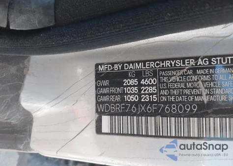 2006 Mercedes-Benz C 55 Amg z USA, uszkodzony, nr VIN WDBRF76JX6F768099